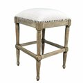 Made-To-Order Farmhouse Backless Wood Counter Stool Natural & White MA3182749